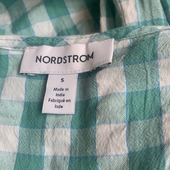 NWOT Nordstrom COTTON GINGHAM JUMPSUIT IN GREEN WASABI Size Small - Picture 7 of 9